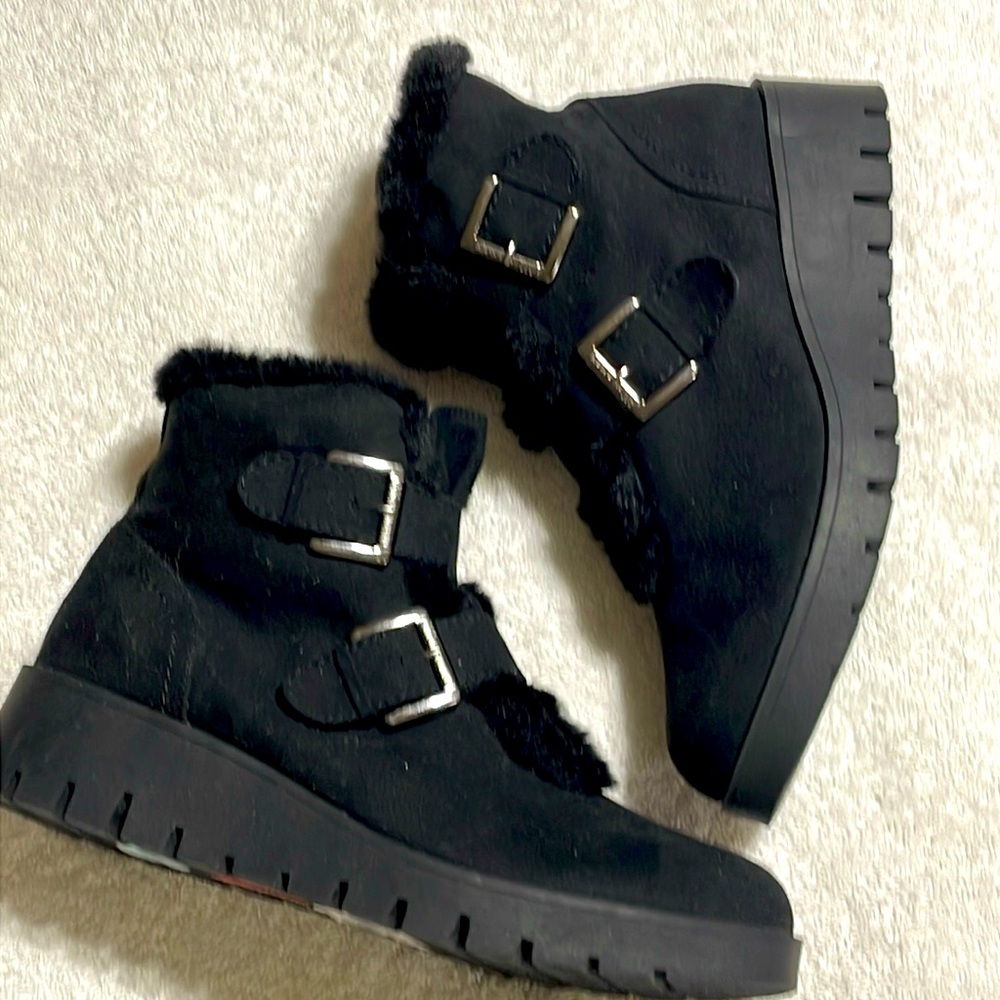 AK ANNE  KlEIN  iFlex Fur Lined Buckled Ankle Boots 8.5 New 🆕